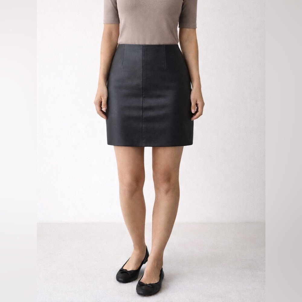 BB Dakota Black Genuine Leather Mini Skirt | Fully Lined | Zip Back | SZ S